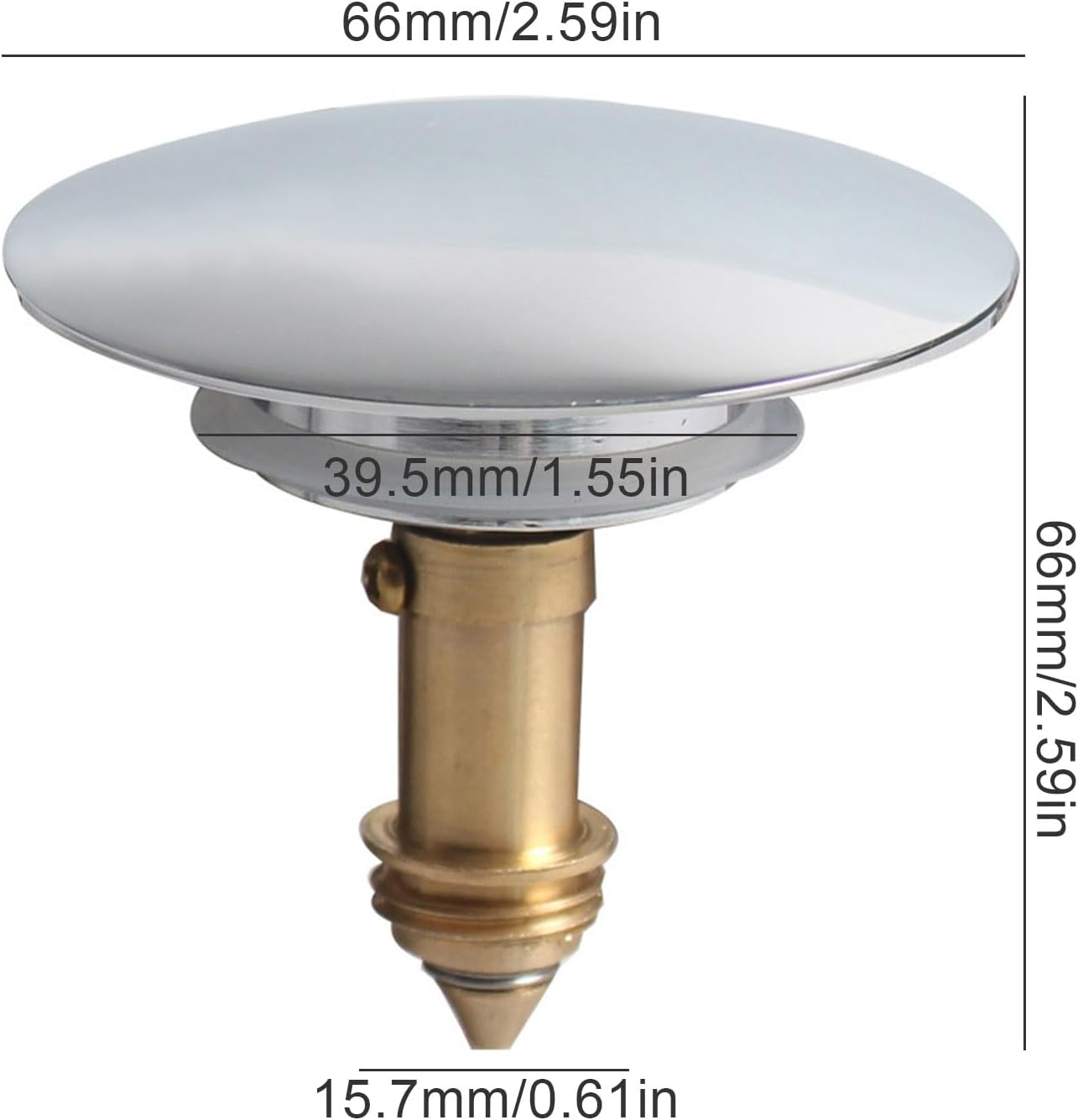 2 Pcs Bathroom Pop Up Sink Drain Stopper 66 mm Bathroom Sink Stopper, Pop-Up Click Clack Plug, Solid Brass V1259-DP01-A-3727