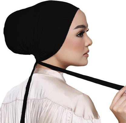 Women Under Scarf Hat Hijab Cap Islamic Muslim Under Scarf Hijab Cap with Tie-Back Closure V1259-DP01-A-3729