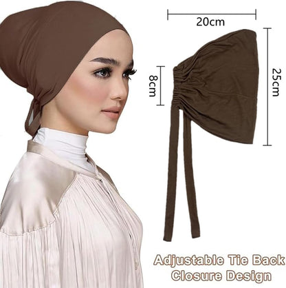 Women Under Scarf Hat Hijab Cap Islamic Muslim Under Scarf Hijab Cap with Tie-Back Closure V1259-DP01-A-3729