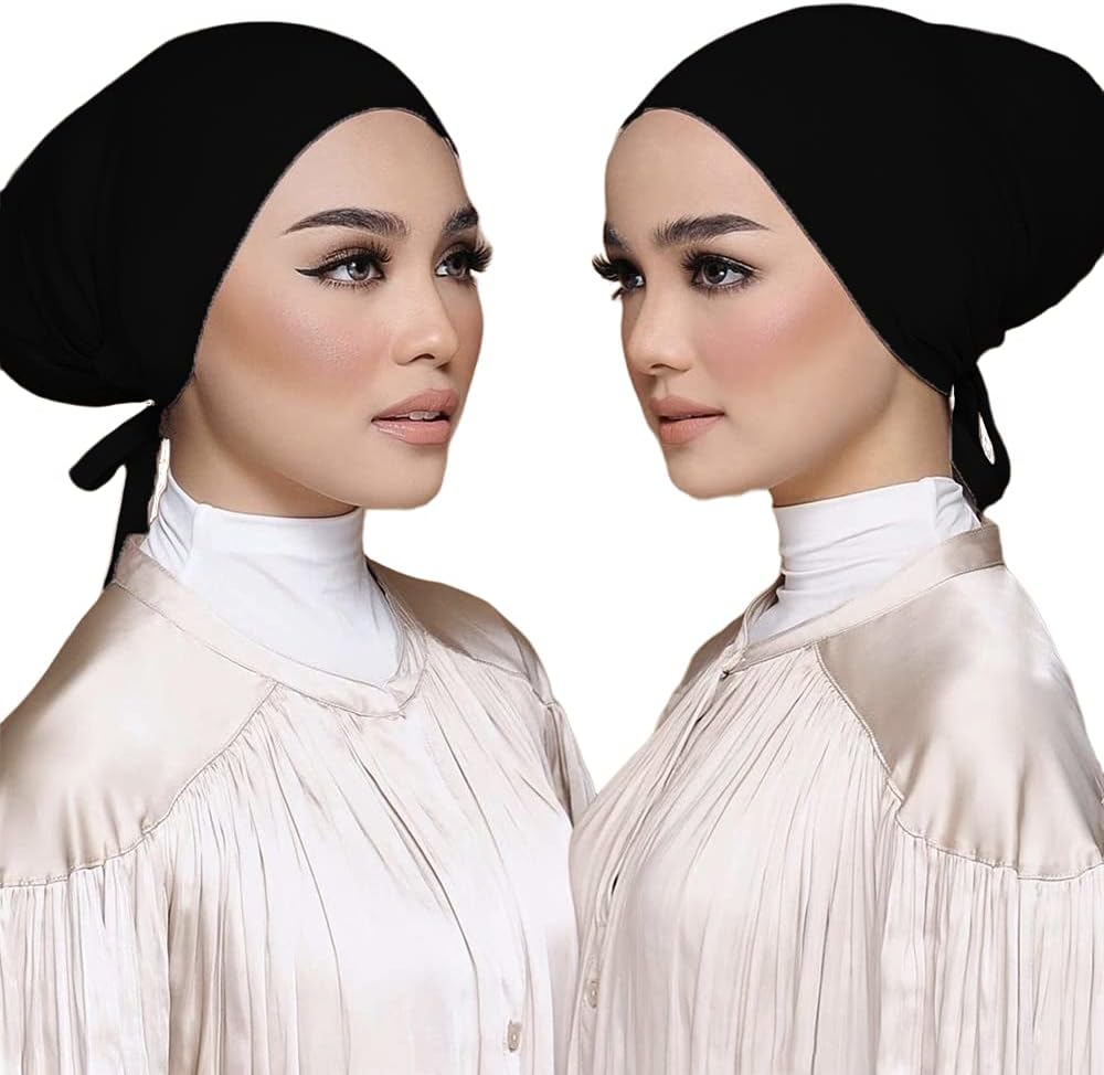 Women Under Scarf Hat Hijab Cap Islamic Muslim Under Scarf Hijab Cap with Tie-Back Closure V1259-DP01-A-3729