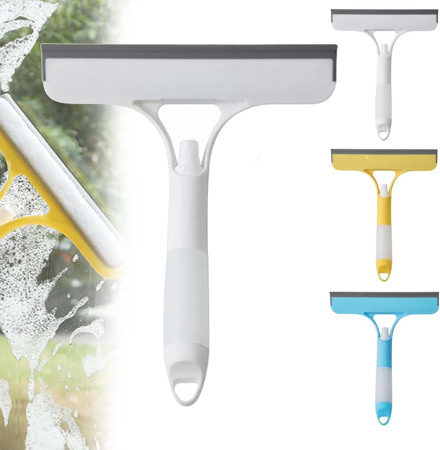 Recyclable Silicone Window Squeegee Kit, 3 in 1 Window Cleaning Scraper, Squeegee and Scrubber with Spray, V1259-DP01-A-3735