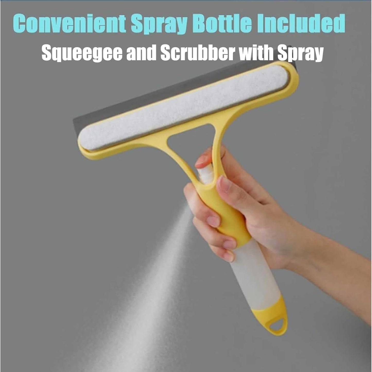 Recyclable Silicone Window Squeegee Kit, 3 in 1 Window Cleaning Scraper, Squeegee and Scrubber with Spray, V1259-DP01-A-3735