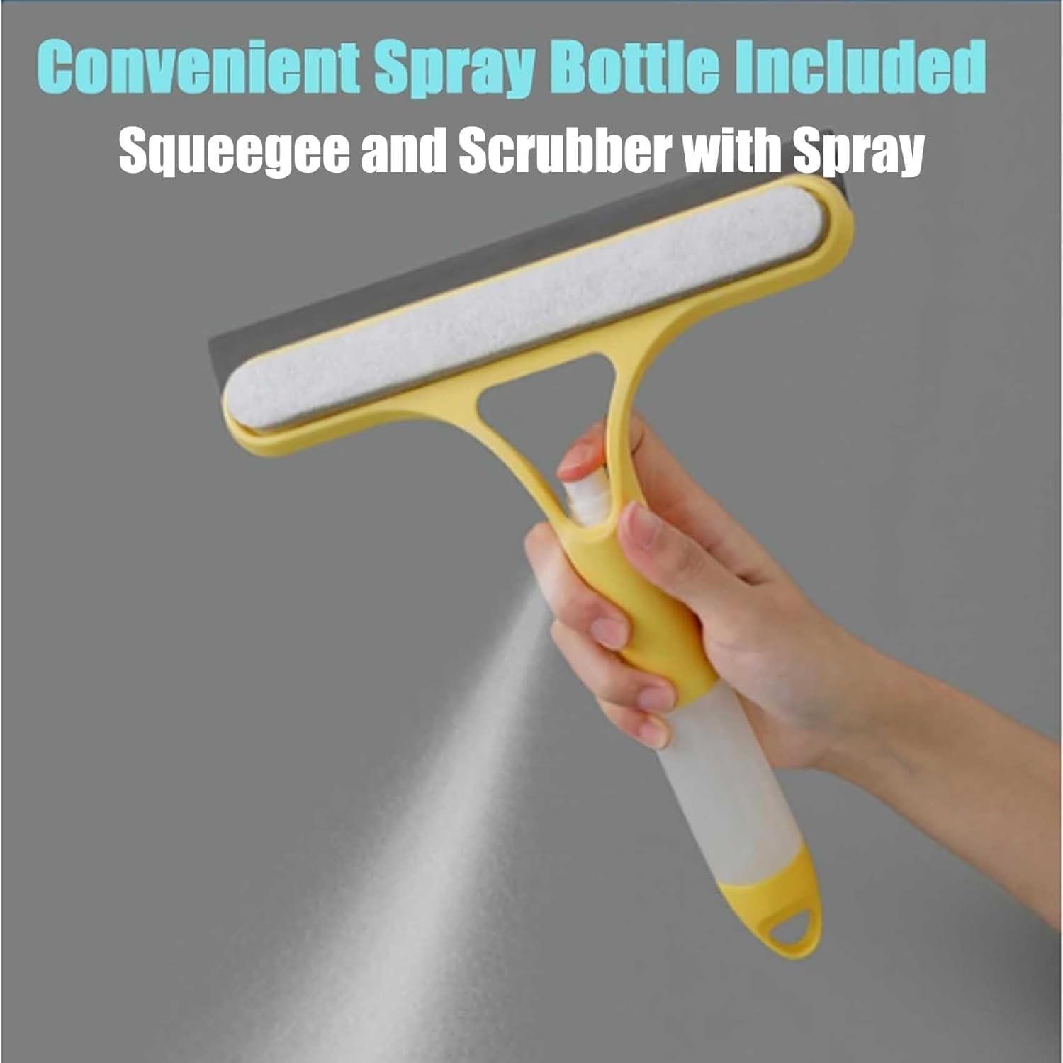 Recyclable Silicone Window Squeegee Kit, 3 in 1 Window Cleaning Scraper, Squeegee and Scrubber with Spray, V1259-DP01-A-3735
