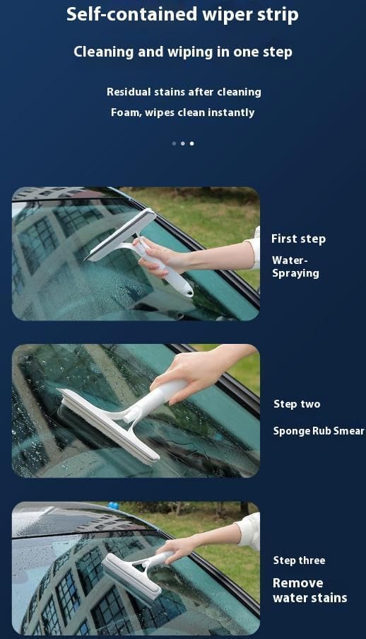 Recyclable Silicone Window Squeegee Kit, 3 in 1 Window Cleaning Scraper, Squeegee and Scrubber with Spray, V1259-DP01-A-3735