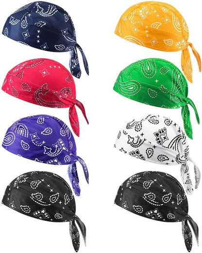 8Pcs Do Rag Skull Cap Bandana Hat Doo Rags Beanie Cooling Sweat Wicking Head Wraps Cycling Helmet Liner V1259-DP01-A-3746