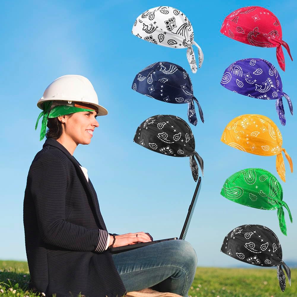 8Pcs Do Rag Skull Cap Bandana Hat Doo Rags Beanie Cooling Sweat Wicking Head Wraps Cycling Helmet Liner V1259-DP01-A-3746
