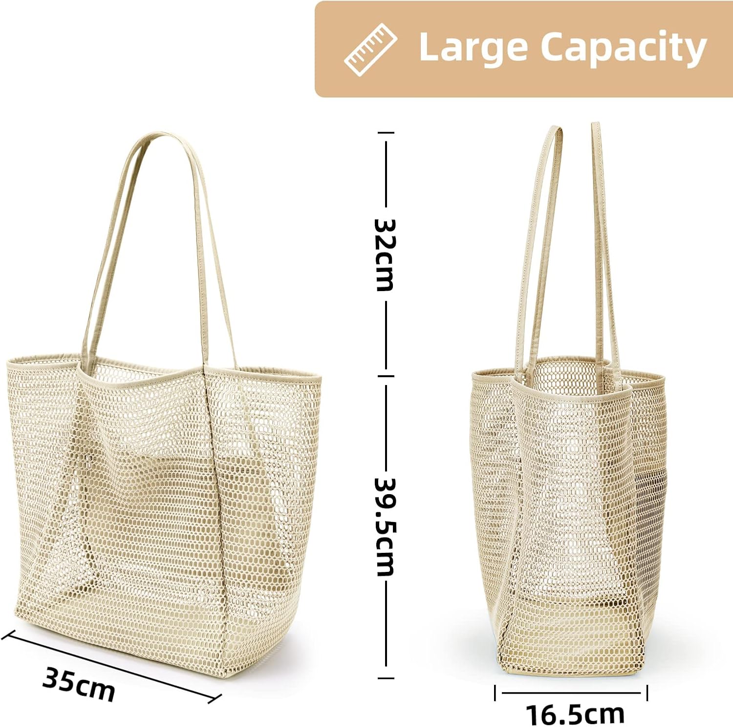 Oversized Beach Tote Bag, Semi Mesh Tote Bag Foldable MAX 35L Laundry Tote Bag For Beach Picnic Laundry V1259-DP01-A-3748