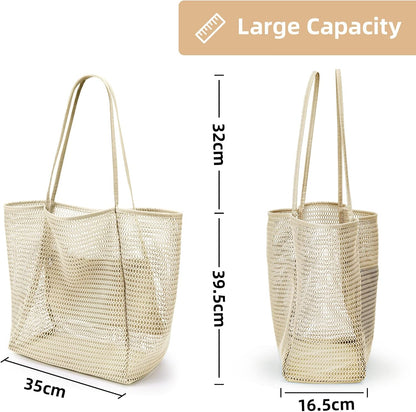 Oversized Beach Tote Bag, Semi Mesh Tote Bag Foldable MAX 35L Laundry Tote Bag For Beach Picnic Laundry V1259-DP01-A-3748