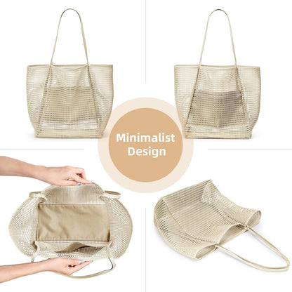 Oversized Beach Tote Bag, Semi Mesh Tote Bag Foldable MAX 35L Laundry Tote Bag For Beach Picnic Laundry V1259-DP01-A-3748