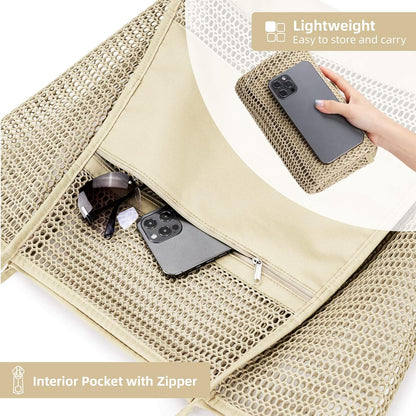 Oversized Beach Tote Bag, Semi Mesh Tote Bag Foldable MAX 35L Laundry Tote Bag For Beach Picnic Laundry V1259-DP01-A-3748