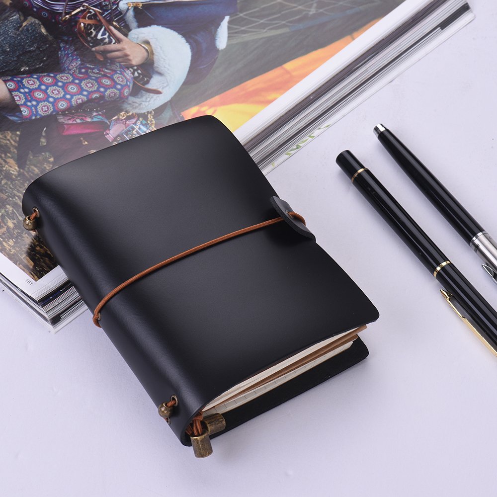 Leather Soft Cover Refillable Journal Notebook with Elastic Strap Diary Travel Business Notepad Lined Blank V1259-DP01-A-3749