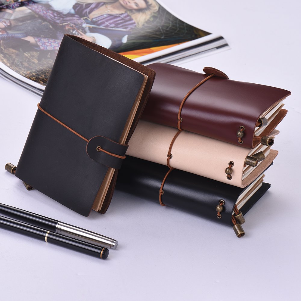 Leather Soft Cover Refillable Journal Notebook with Elastic Strap Diary Travel Business Notepad Lined Blank V1259-DP01-A-3749
