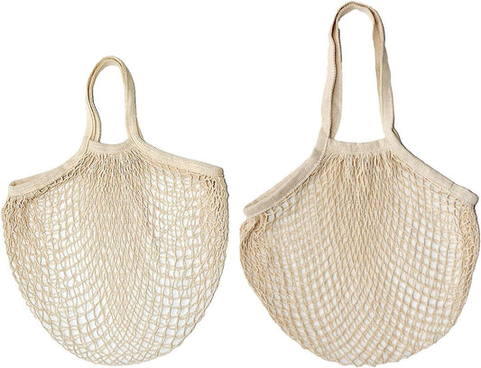 100% Cotton Reusable Mesh Shopping Bags (Long + Short) for Groceries, Vegetables, Fruits, and Beach V1259-DP01-A-3750