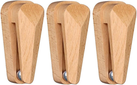 Self Adhesive Beech Wood Towel Clips with Unique Gravity Carbon Steel Ball Multifunctional No Drilling Wall V1259-DP01-A-3753