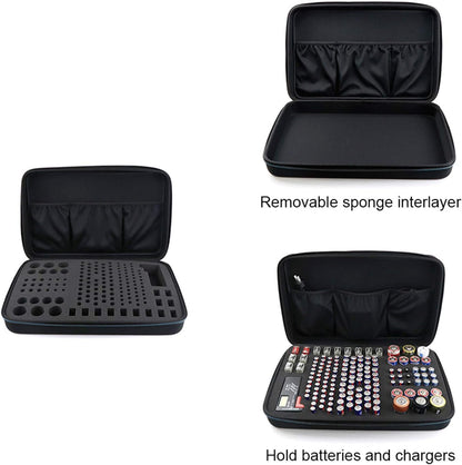 Black EVA Battery Organizer Case with Zipper, Holds 146 Batteries (6D 8C 13 9V 61AA 58AAA), Compact V1259-DP01-A-3754
