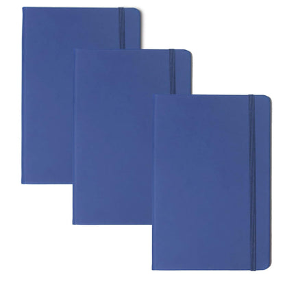 3Pcs Leatherette A6 Journal Writing Notebook Elastic Band Lined Paper School Office Supplies (Blue) V1259-DP01-A-3757