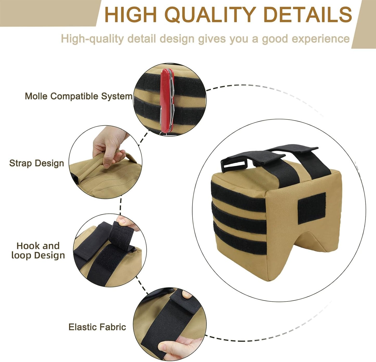 Front or Rear Squeeze Bag Shooting Range Bag Bench Bag with Strap for Shooting Hunting V1259-DP01-A-3759