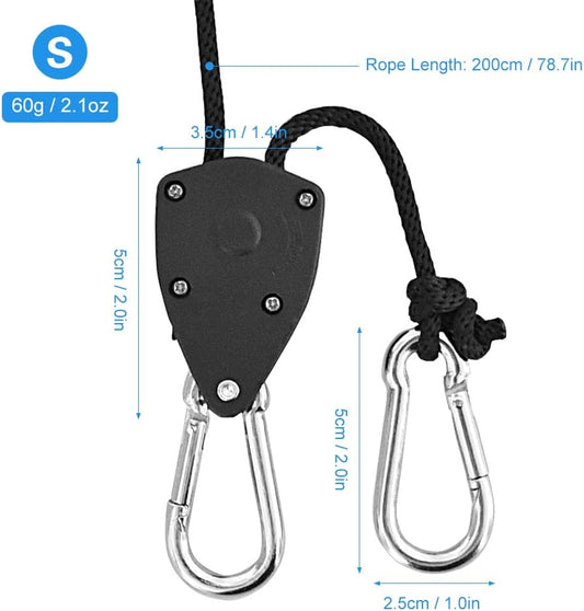 16pcs Heavy Duty Adjustable Lifting Pulley Ratchets Rope Clip Hanger Lanyard Strap with Aluminium Carabiners V1259-DP01-A-3768