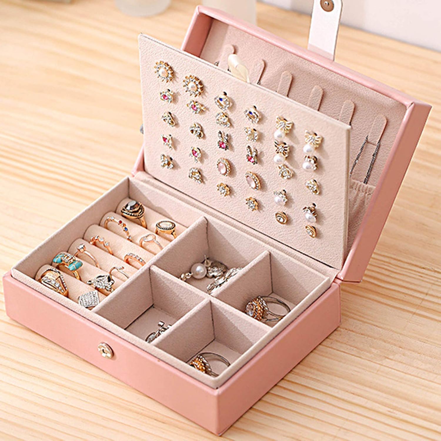 Stylish and Functional PU Leather Jewelry Storage Box for Organized Accessories V1259-DP01-A-3777
