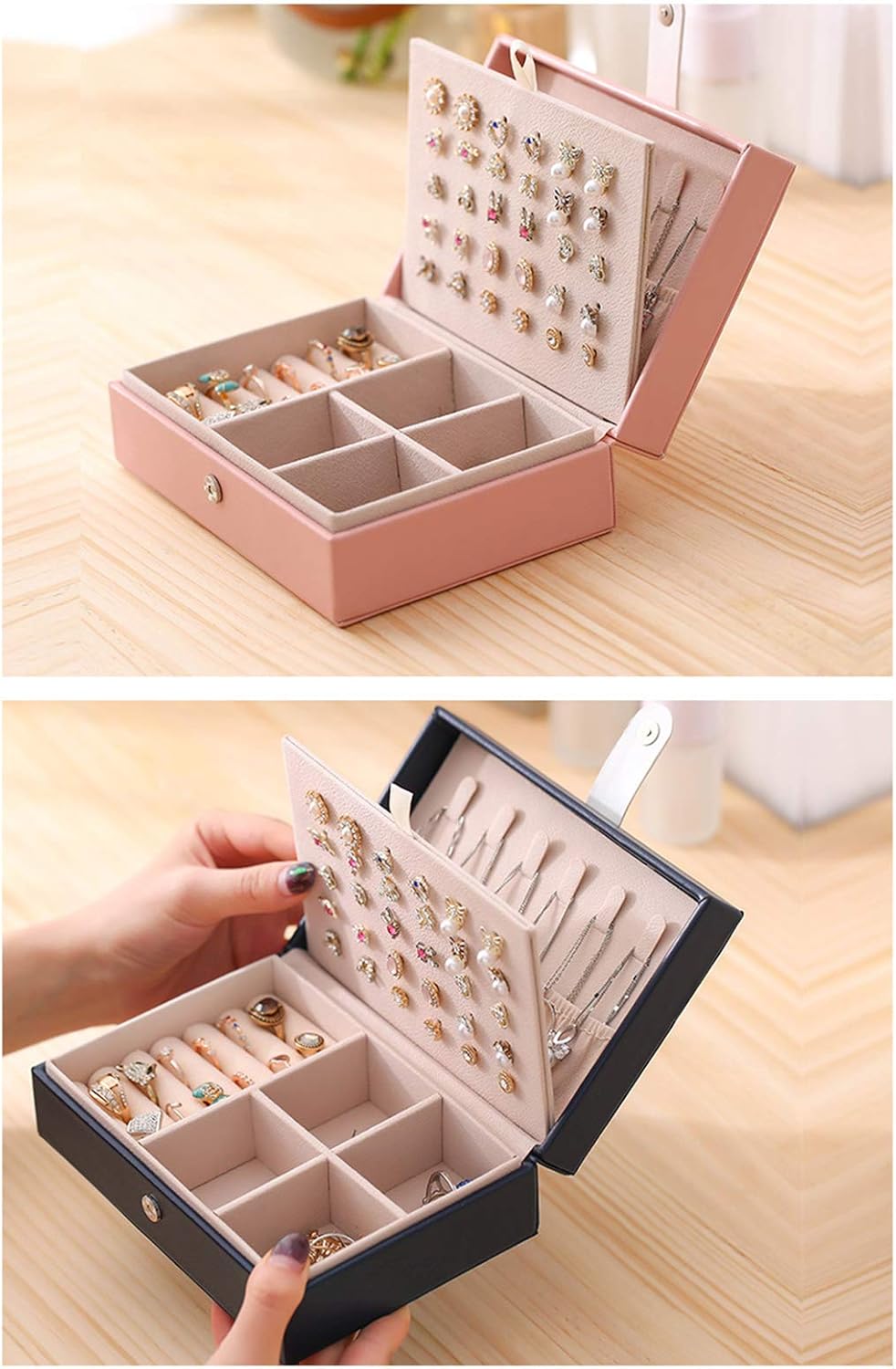 Stylish and Functional PU Leather Jewelry Storage Box for Organized Accessories V1259-DP01-A-3777