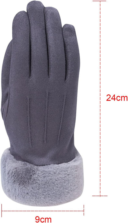 Winter Touch Screen with Soft Velvet Lining, Stylish Faux Suede Leather & Polyester Design for Women V1259-DP01-A-3779