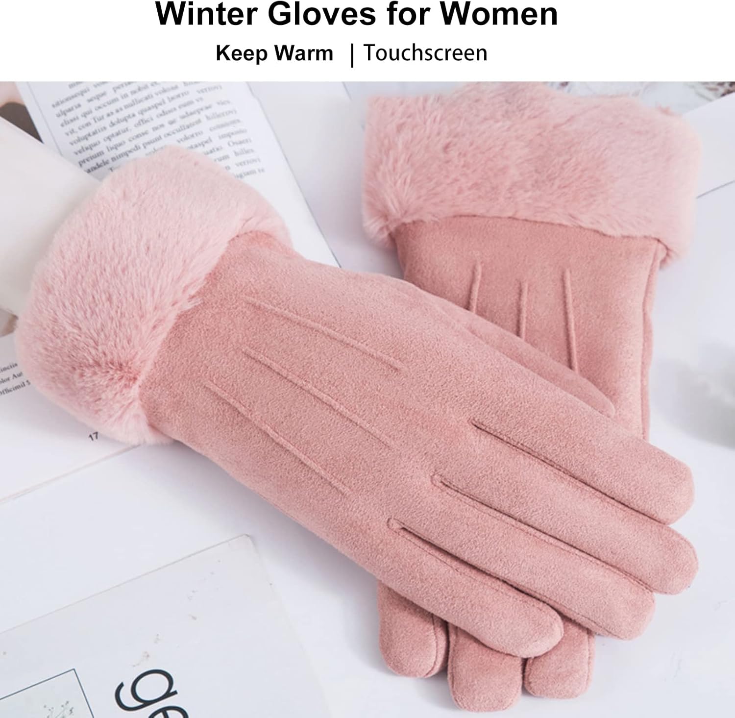 Winter Touch Screen with Soft Velvet Lining, Stylish Faux Suede Leather & Polyester Design for Women V1259-DP01-A-3779