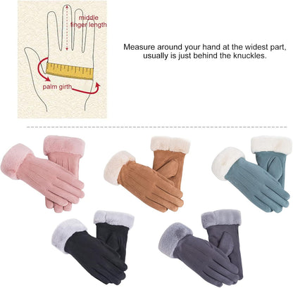 Winter Touch Screen with Soft Velvet Lining, Stylish Faux Suede Leather & Polyester Design for Women V1259-DP01-A-3779