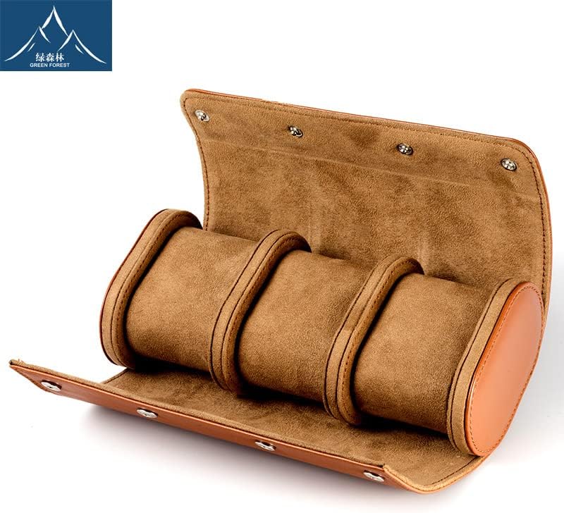 Premium Leather Mechanical Watch Storage Box - 3 Slot Dustproof Travel Case for Home Use, Brown V1259-DP01-A-3784