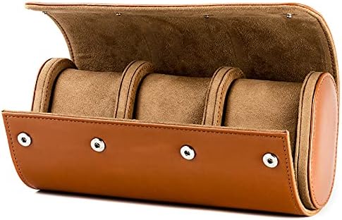 Premium Leather Mechanical Watch Storage Box - 3 Slot Dustproof Travel Case for Home Use, Brown V1259-DP01-A-3784