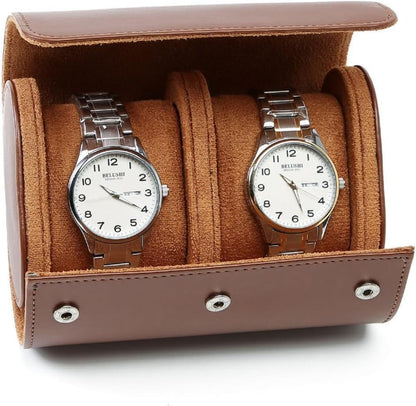 Premium Leather Mechanical Watch Storage Box - 3 Slot Dustproof Travel Case for Home Use, Brown V1259-DP01-A-3784