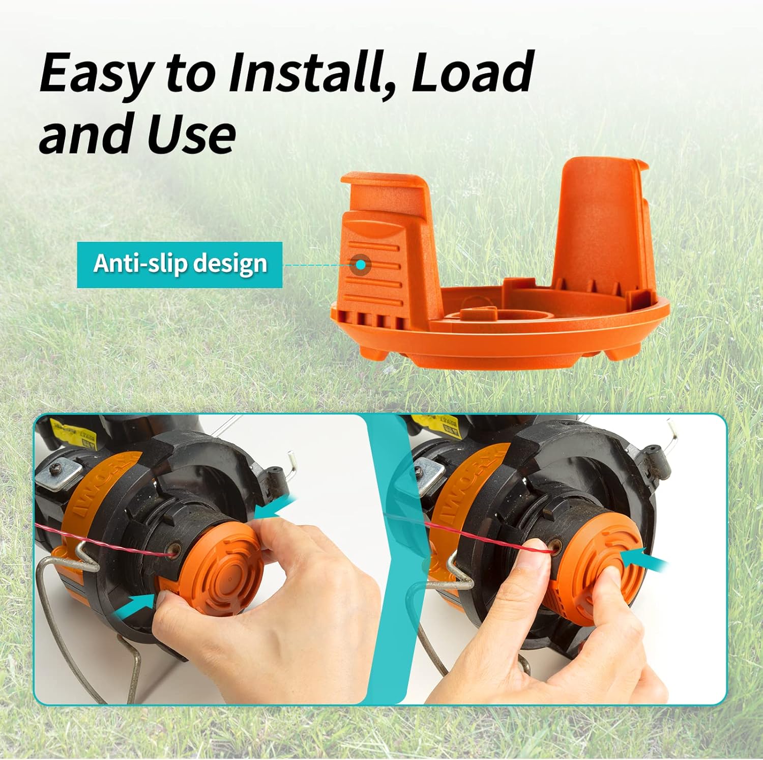 Spool Cap Cover for Worx,Trimmer Replacement Spool Cap Covers for Worx,Suitable for Worx Weed Eater (3 Pack) V1259-DP01-A-3786