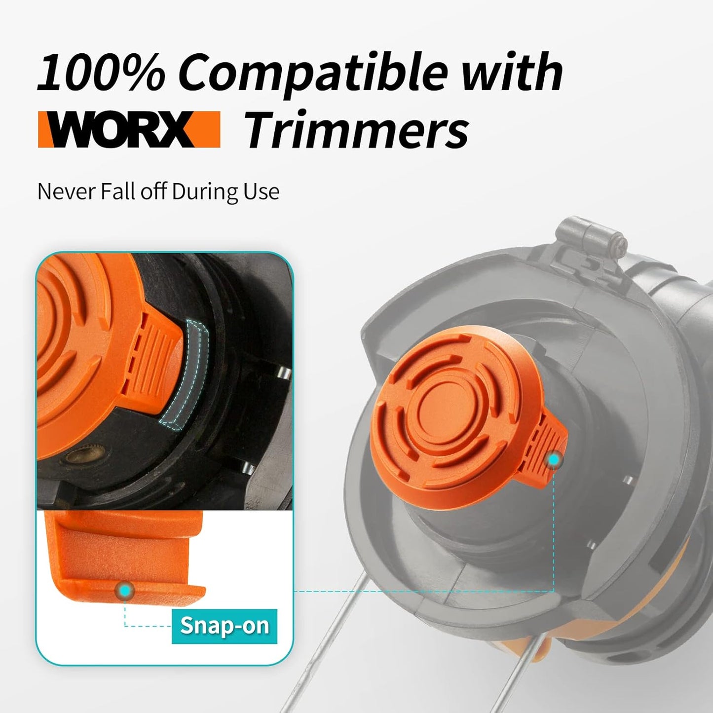 Spool Cap Cover for Worx,Trimmer Replacement Spool Cap Covers for Worx,Suitable for Worx Weed Eater (3 Pack) V1259-DP01-A-3786