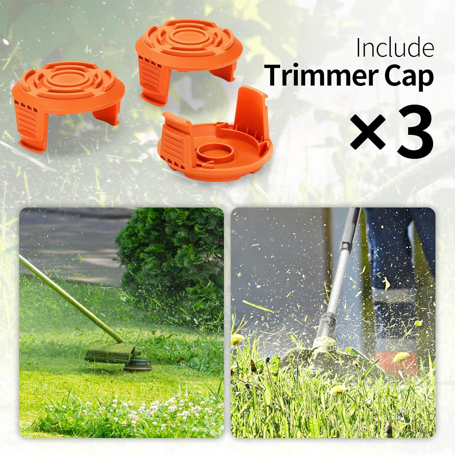 Spool Cap Cover for Worx,Trimmer Replacement Spool Cap Covers for Worx,Suitable for Worx Weed Eater (3 Pack) V1259-DP01-A-3786