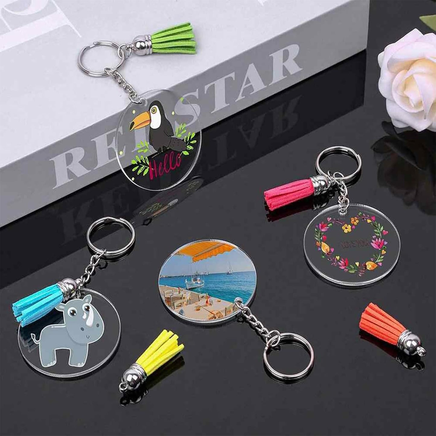 100 Pack Metal Keychains,1 Inch Split Key Chain Rings with Chain and Open Jump Rings for Keychain Making and V1259-DP01-A-3787