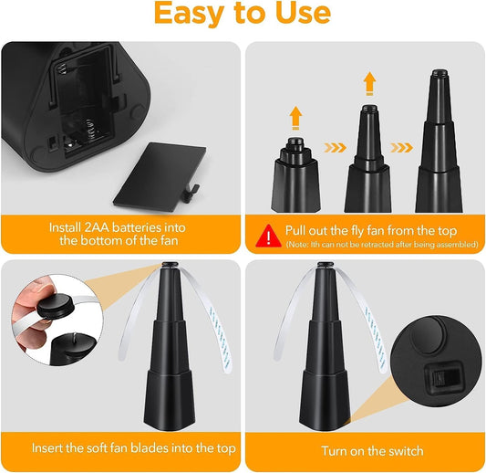 2 Pcs Picnic Fly Fans for Tables,Fly Repellent Fan Indoor Outdoor with Holographic Blades Keep Flies V1259-DP01-A-3793