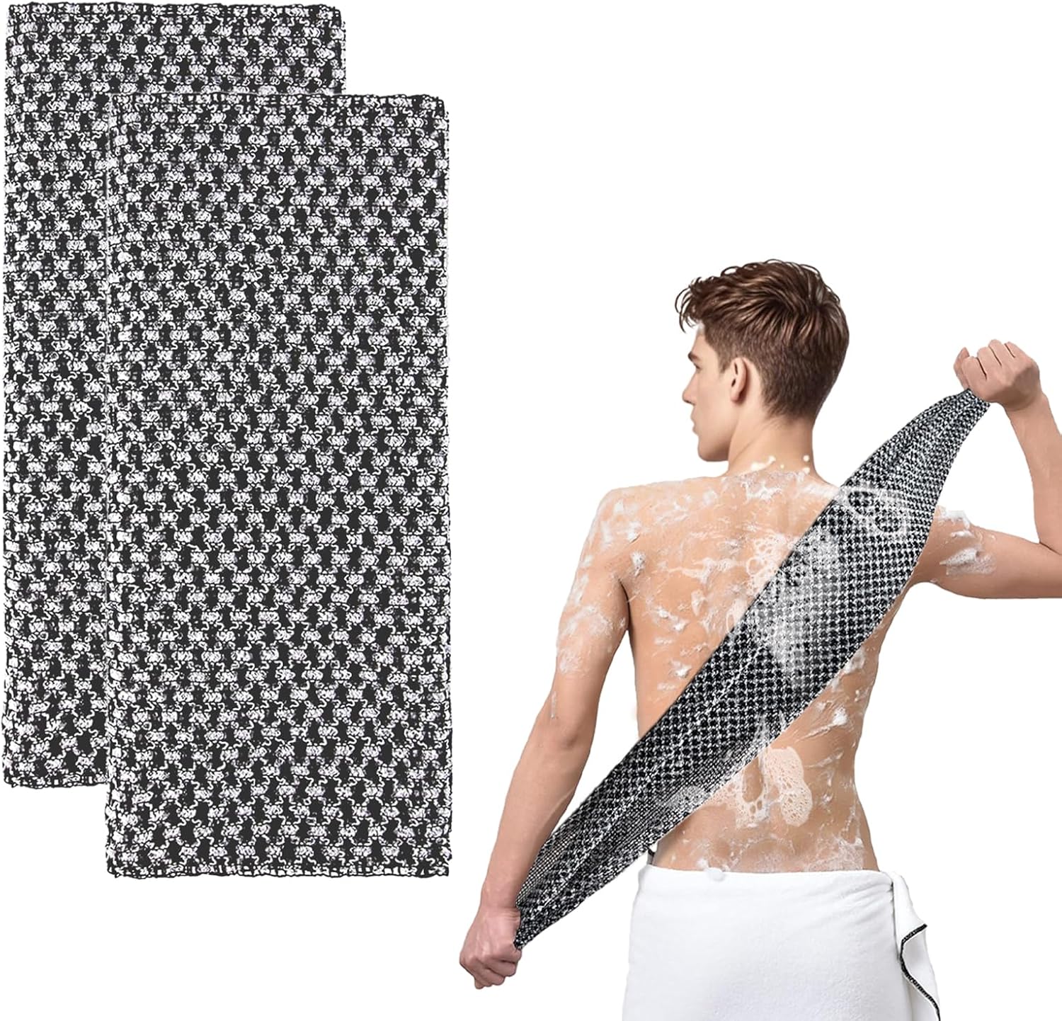 Extra Long Exfoliating Cloth, Deep Cleaning Exfoliating Towel, Reusable Exfoliating Body Scrubber (2 Pcs V1259-DP01-A-3799