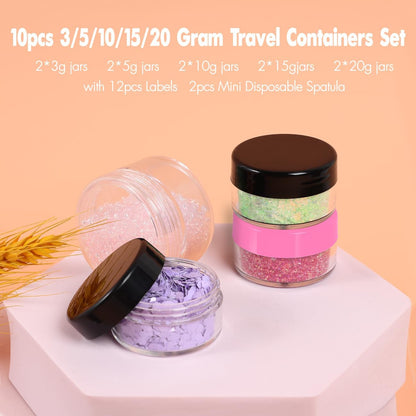 10 Pieces Small Travel Containers, 3/5/10/15/20 Gram Size for Creams, Sample With Screw Lids, 12Pcs V1259-DP01-A-3804