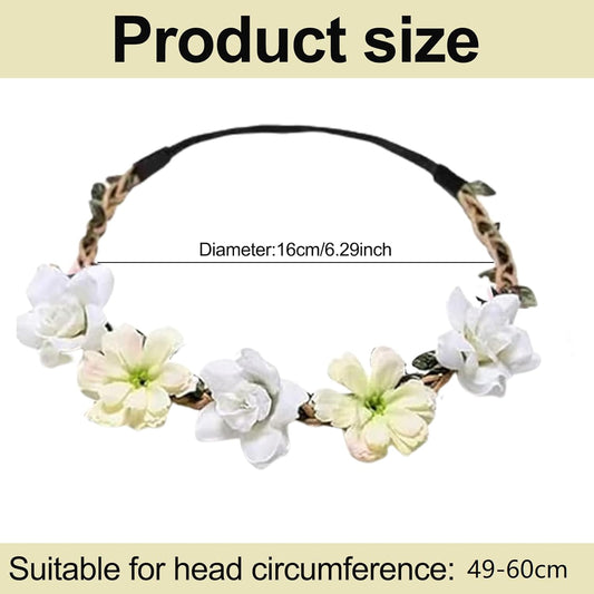 6 Pcs Flower Wreath Headbands, Colorful Flower Crown Hairbands for Women Girls Bride Bridesmaids, Adjustable V1259-DP01-A-3806