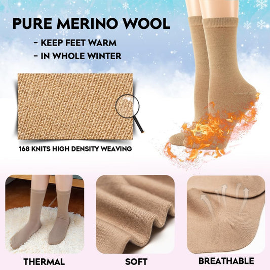 Women's Thin Merino Wool Socks, Multi Colors Soft Dress Socks,Warm Breathable Crew Casual Socks 3/6 Pairs Pack V1259-DP01-A-3807