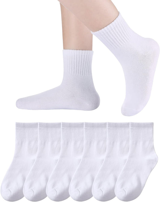 Kids Athletic Crew Socks Boys Girls Cotton School Uniform Casual Basic Socks 6 Pairs V1259-DP01-A-3809