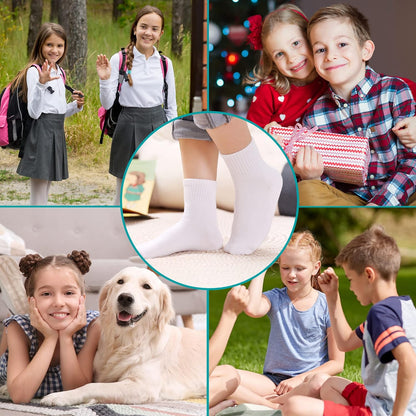 Kids Athletic Crew Socks Boys Girls Cotton School Uniform Casual Basic Socks 6 Pairs V1259-DP01-A-3809