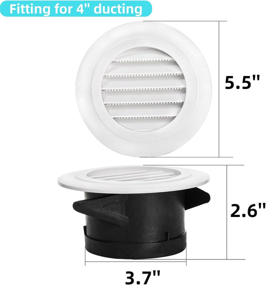 8 Pack Air Vent Round, 4 Inch Air Soffit Vent, ABS Louver Vent Cover with Built-in Fly Screen Mesh, Ceiling V1259-DP01-A-3813