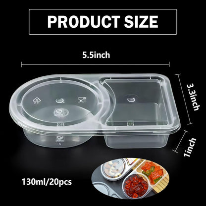 2 Compartment Snack Containers with Lids, Small Reusable Plastic Clear Snack Containers for School, Home, V1259-DP01-A-3815