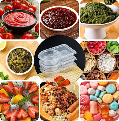 2 Compartment Snack Containers with Lids, Small Reusable Plastic Clear Snack Containers for School, Home, V1259-DP01-A-3815
