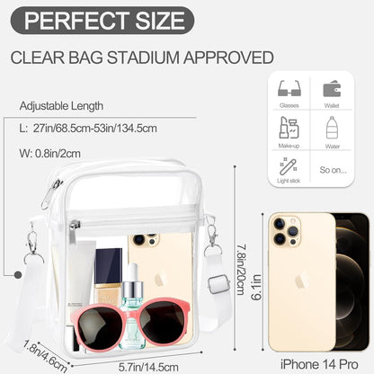 Clear Bag Stadium Approved, Clear Purse Crossbody Bag, Adjustable Shoulder Strap Clear Bags for Concerts V1259-DP01-A-3816