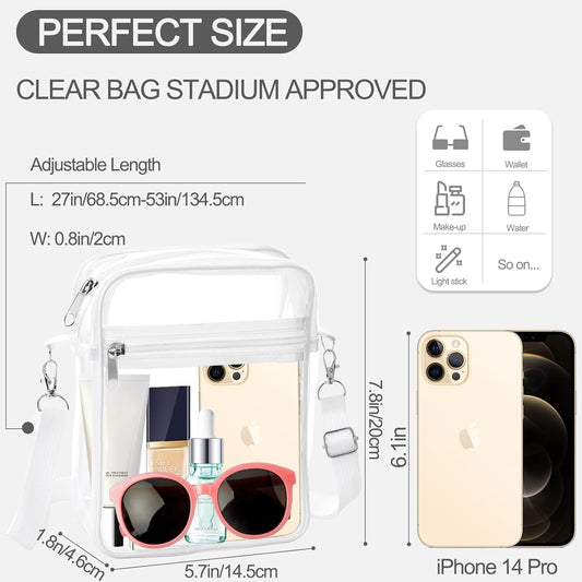 Clear Bag Stadium Approved, Clear Purse Crossbody Bag, Adjustable Shoulder Strap Clear Bags for Concerts V1259-DP01-A-3816