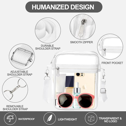 Clear Bag Stadium Approved, Clear Purse Crossbody Bag, Adjustable Shoulder Strap Clear Bags for Concerts V1259-DP01-A-3816
