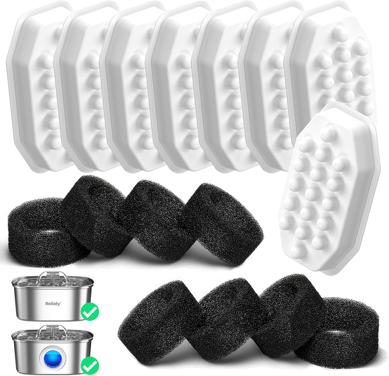 Official Cat Water Fountain Filters Replacement & Pre-Filter Sponges for 3.2L/108oz Automatic Pet Water V1259-DP01-A-3817