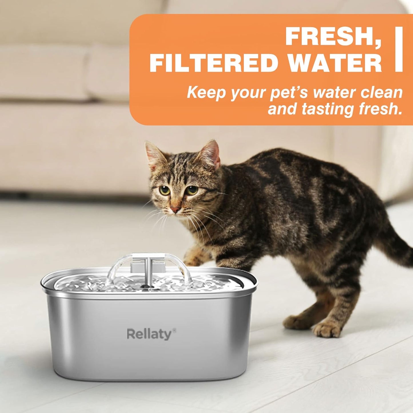 Official Cat Water Fountain Filters Replacement & Pre-Filter Sponges for 3.2L/108oz Automatic Pet Water V1259-DP01-A-3817