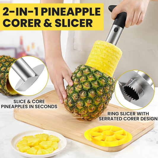 Premium Pineapple Corer and Slicer Tool - Pineapple Cutter with Sharp Serrated Tips - Easy to Use & Clean - V1259-DP01-A-3831